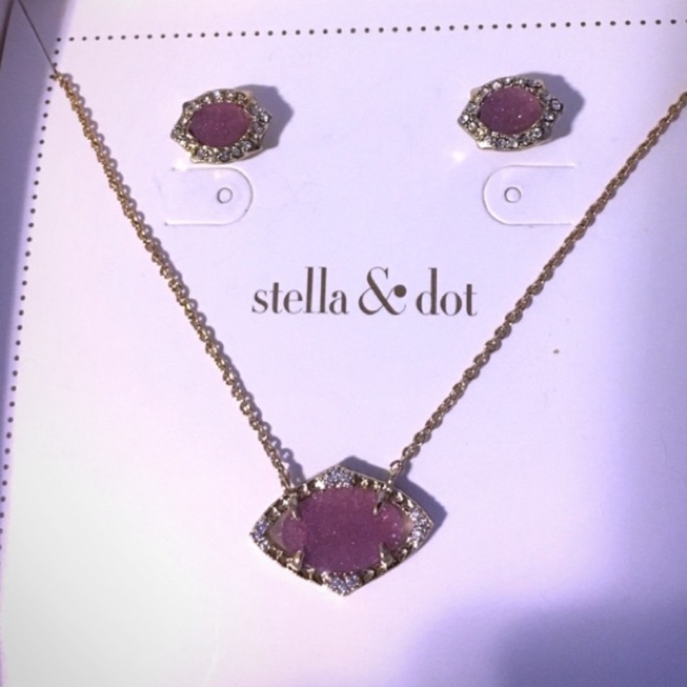 Stella & Dot | Retired Charlotte “Lilac” Earring & Pendant Necklace Set - Picture 8 of 9